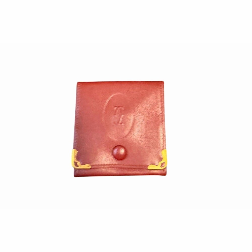 Cartier Must de Cartier Rare Coin Purse Wallet Unisex Small Bordeaux Snap Gold